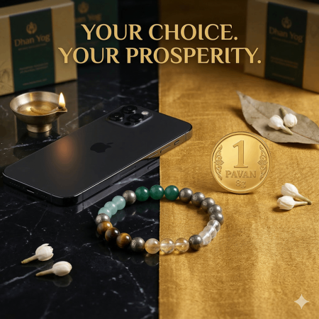 💰Original Dhan Yog Bracelet with FREE Raw Selenite Plate | Money Magnet Bracelet 8mm | Lab Certified💰