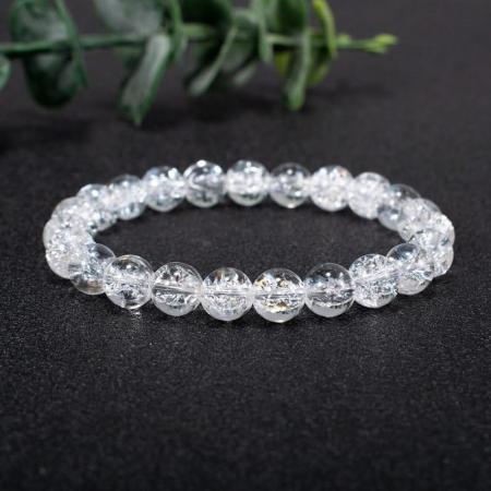 ✨ The Man Herbs – Transparent Natural Clear Quartz (Spatik) Bracelet (Unisex, 8mm) ✨