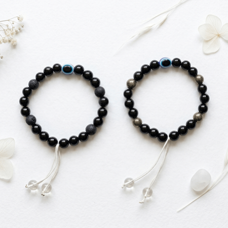 🧿 Original Evil Eye with Black Onyx & Lava Stone Bracelet (Unisex, 8mm) Lab Certified 🧿