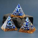 🧿 Original Evil Eye Protection 5cm/6cm Pyramid | Lapis Lazuli Gemstone Chips | 100% Natural Stone 🧿