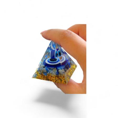 🧿 Original Evil Eye Protection 5cm/6cm Pyramid | Lapis Lazuli Gemstone Chips | 100% Natural Stone 🧿