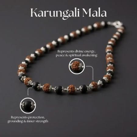 🔥 Original Karungali Rudraksha Combination Mala | 54 Beads (German Silver) | 6-8 mm | Unisex