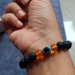 🌋🧿 Original Lava Stone with Evil Eye Protection Bracelet (Unisex, 8mm) |  Lab Certified🧿