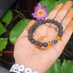 🌋🧿 Original Lava Stone with Evil Eye Protection Bracelet (Unisex, 8mm) |  Lab Certified🧿