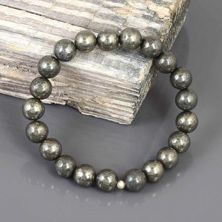 ✨ Natural Pyrite Healing Crystal Bracelet | 8mm Beads | Unisex (Women & Men)