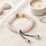 💗Original Rose Quartz with Glow-in-The-Dark Love & Attraction Bracelet (Unisex, 8mm) 💗