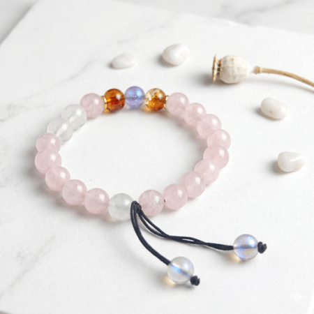 💗Original Rose Quartz with Glow-in-The-Dark Love & Attraction Bracelet (Unisex, 8mm) 💗