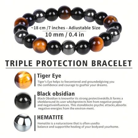 ⚔️ Original Triple Power Protection Bracelet (Unisex, 8mm) | Lab Certified ⚔️